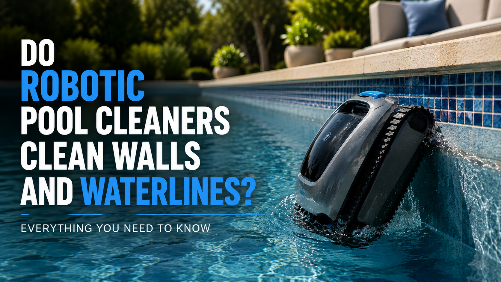 Robotic pool cleaner cleaning walls and waterline