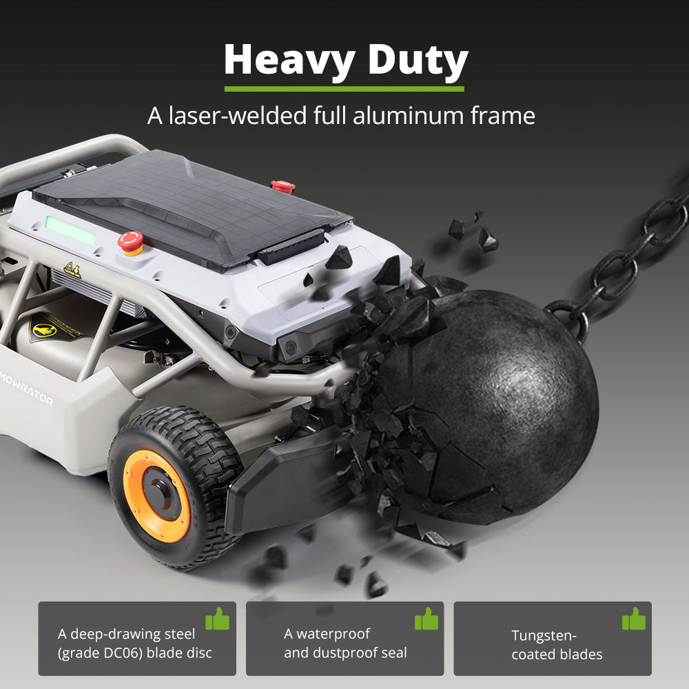 Mowrator S1 21" Leaf & Lawn 4WD 119% Slope (50°) Remote Control Mower Grip Tread Tire Edition