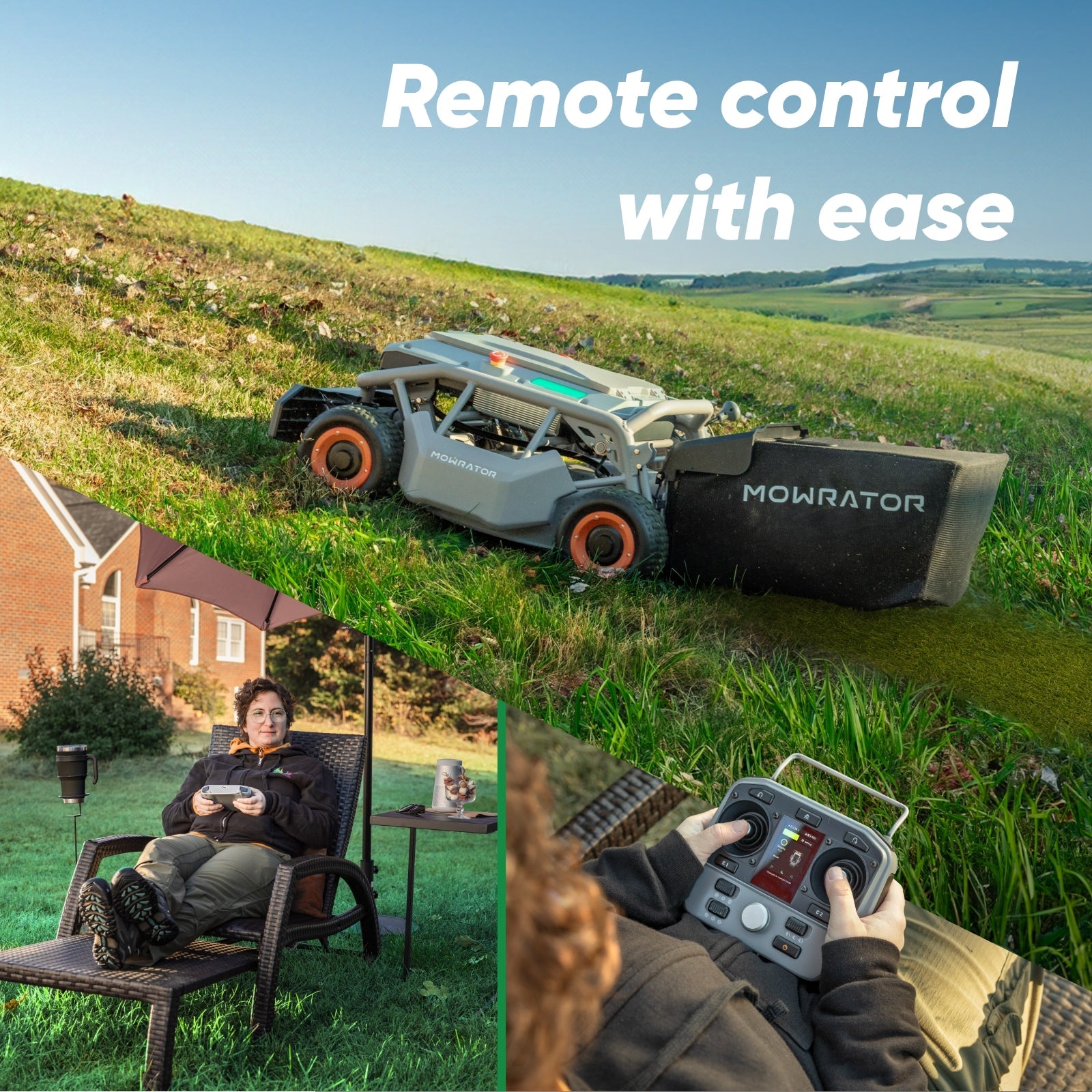 Mowrator S1 21" Leaf & Lawn 4WD 85% Slope (40°) Remote Control Mower Wide Wheel Edition