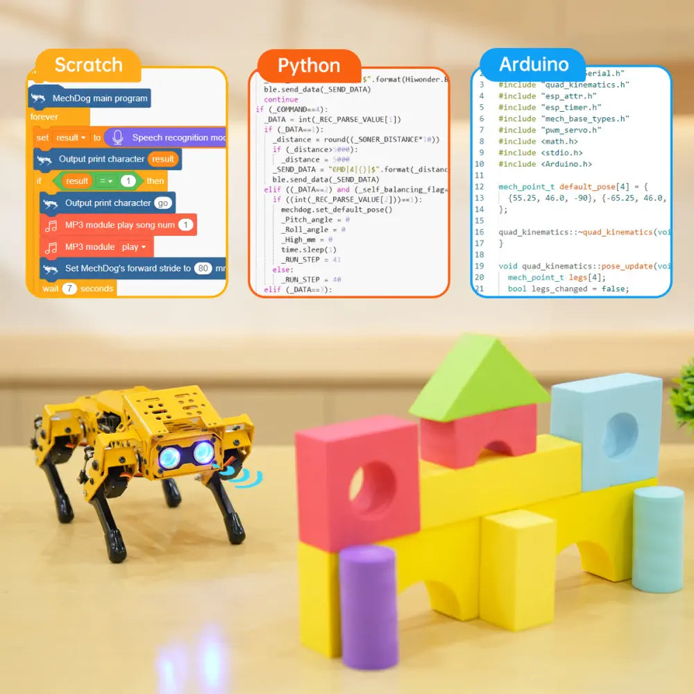 MechDog Hiwonder Open Source AI Robot Dog with ESP32 Controller, High-Speed Coreless Servos Support Scratch, Arduino, and Python - Advanced Kit