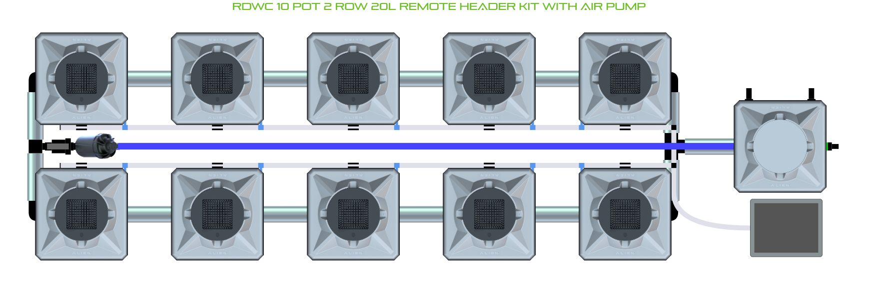 RDWC 10 Pot 2 Row Kit