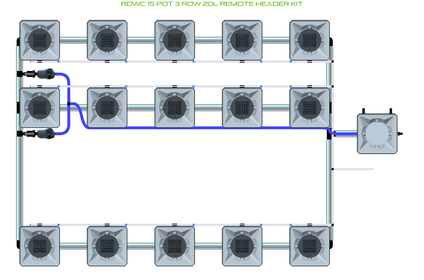 RDWC 15 Pot 3 Row Kit