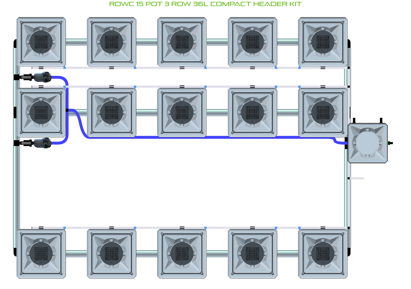RDWC 15 Pot 3 Row Kit
