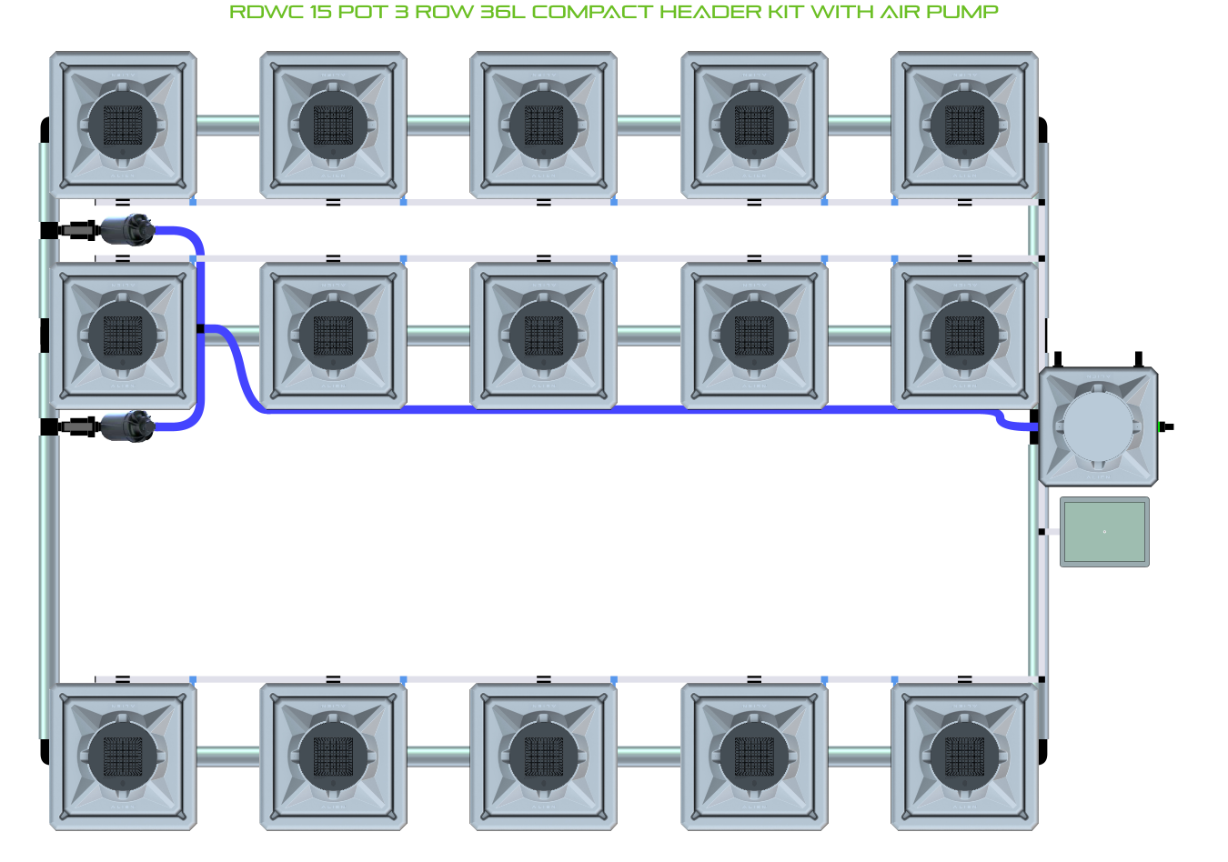 RDWC 15 Pot 3 Row Kit