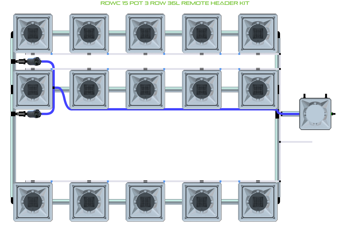 RDWC 15 Pot 3 Row Kit