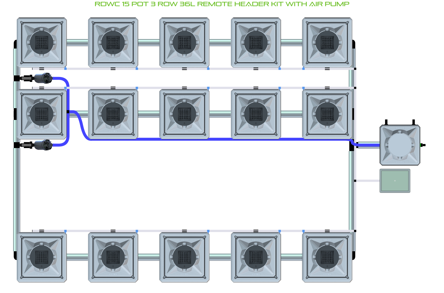 RDWC 15 Pot 3 Row Kit