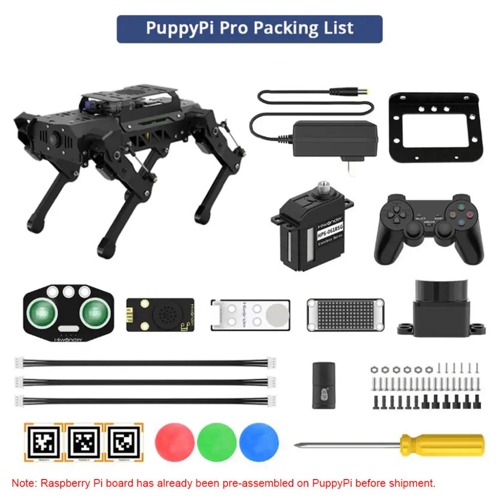 Hiwonder PuppyPi Pro Quadruped Robot with AI Vision Powered by Raspberry Pi 5 ROS Open Source Robot Dog (Raspberry Pi 5 8GB Included)