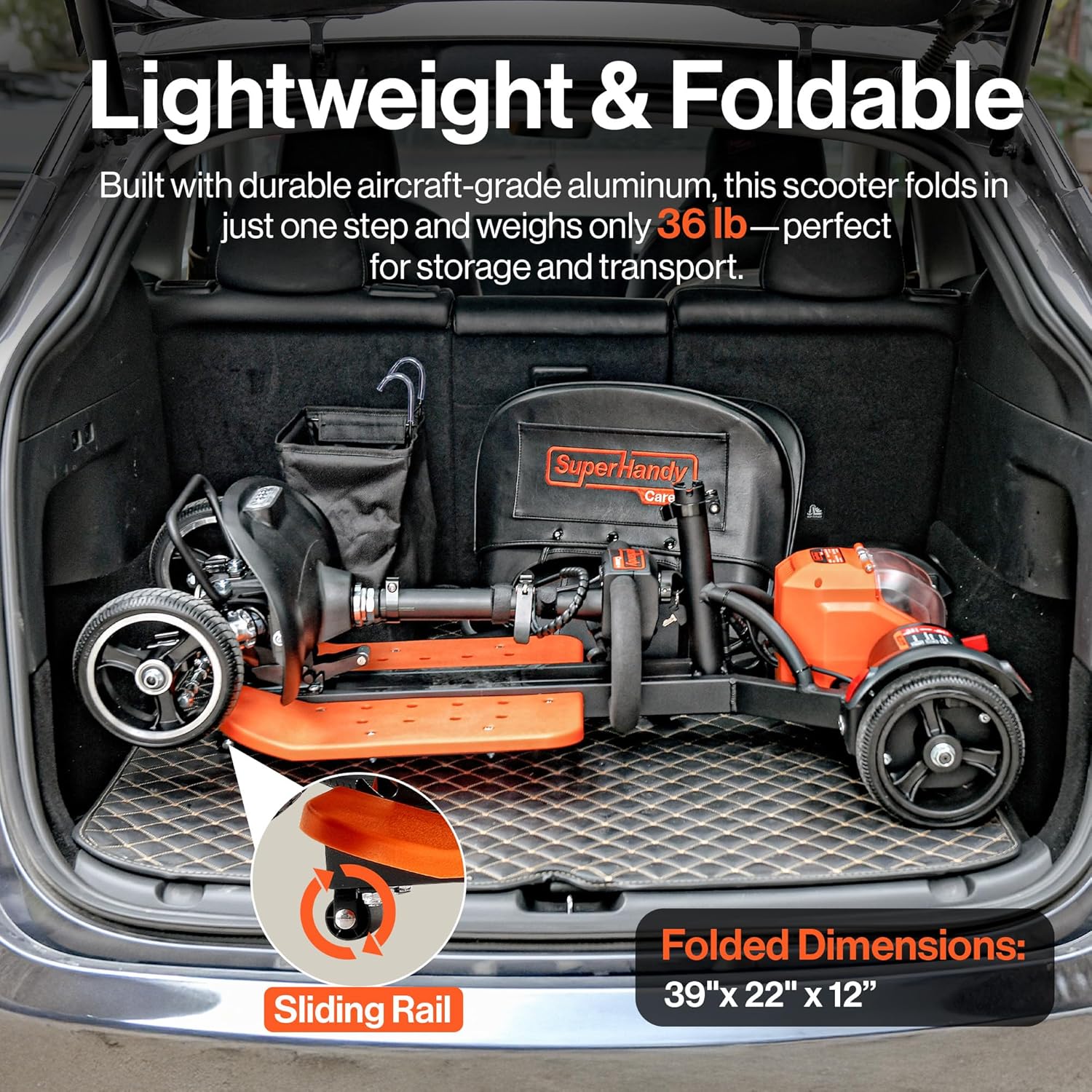 SuperHandy Passport Prime – Foldable Electric Scooter, 48V Battery, 330lb Load