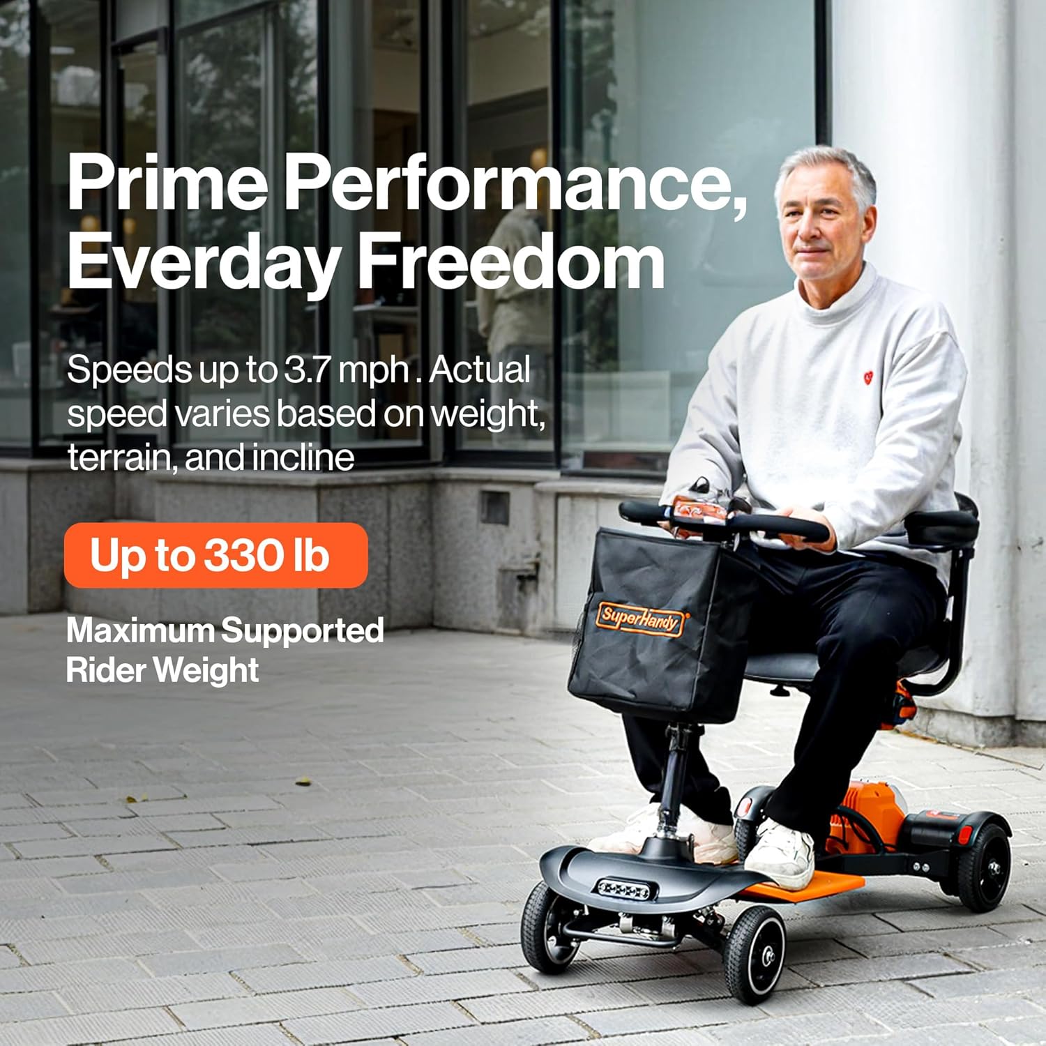 SuperHandy Passport Prime – Foldable Electric Scooter, 48V Battery, 330lb Load